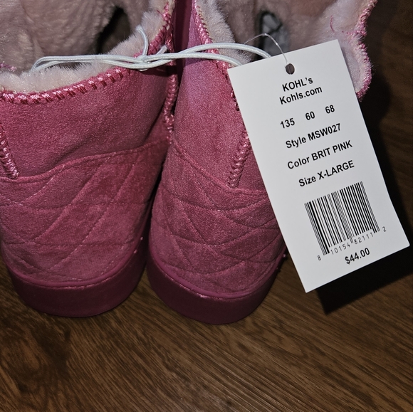 LifeStride Pink Quilted Microsuede Ugg Style Booties Size 11 - Picture 3 of 8